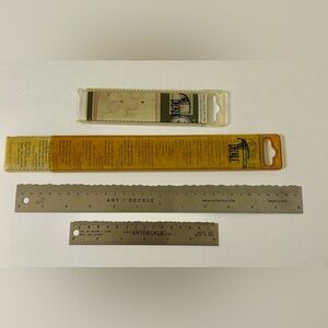 VTG 2 Pcs Deckle Edge Rulers with storage cases